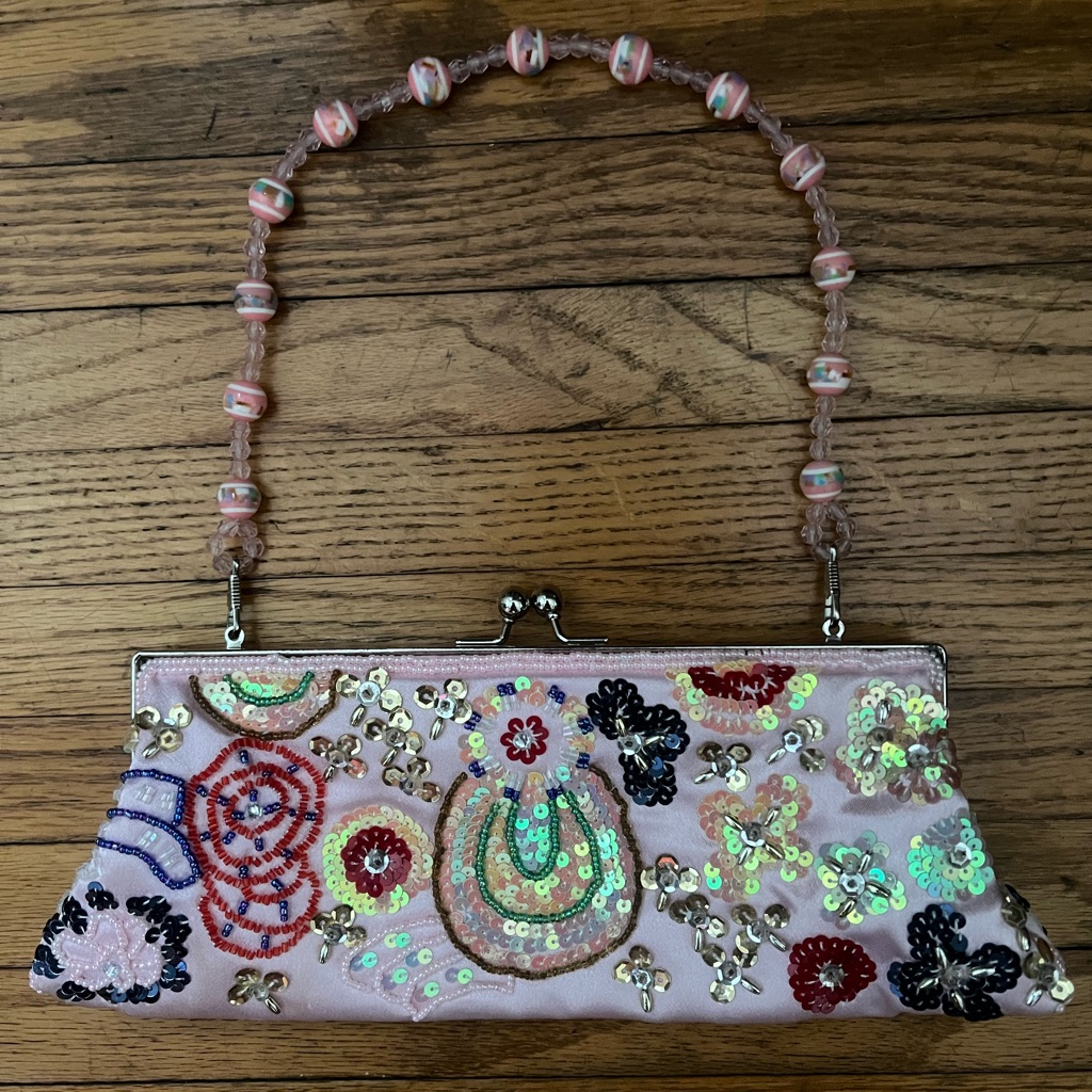 Pretty In Pink Handbag Sequin Princess Fairy Purse Beaded Fairycore Girly Girl